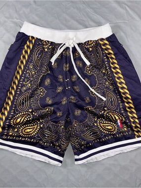 Collect & Select x Ben Baller Paisley Chain Mesh Basketball Shorts Size Large